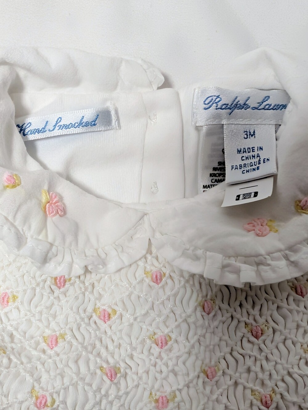 Ralph Lauren Baby Smocked Floral Collar Romper 3M Heirloom One Piece - Picture 5 of 7